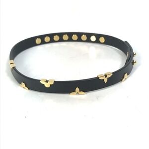 LOUIS VUITTON Black Monogram Leather Charm Bracelet